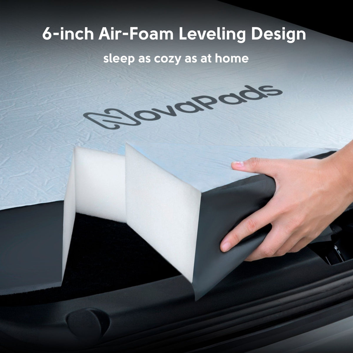 NovaPads Tesla Model Y Auto-Leveling Mattress 6-inch Air-Foam Leveling Design sleep as cozy as at home