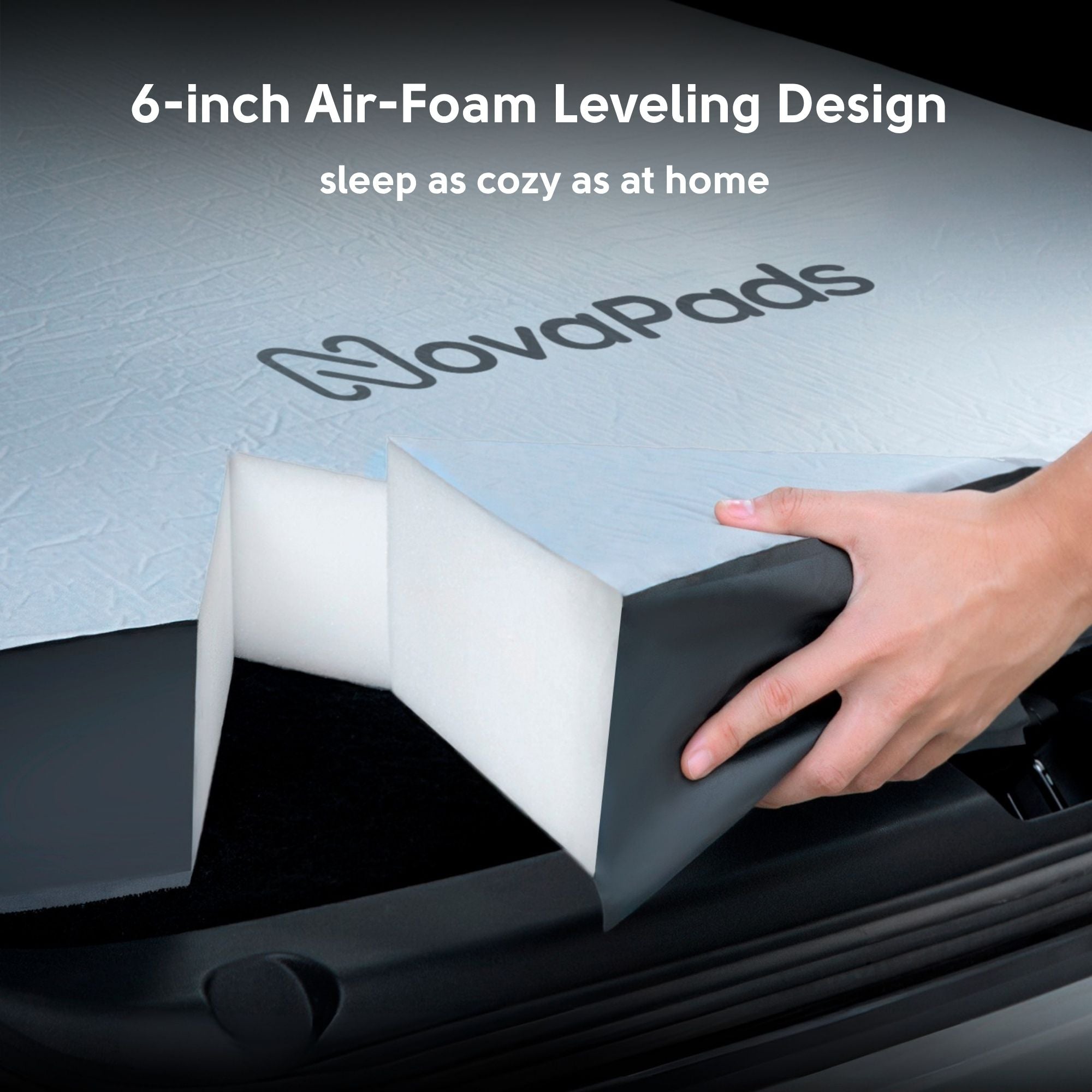 NovaPads Tesla Model Y Auto-Leveling Mattress 6-inch Air-Foam Leveling Design sleep as cozy as at home