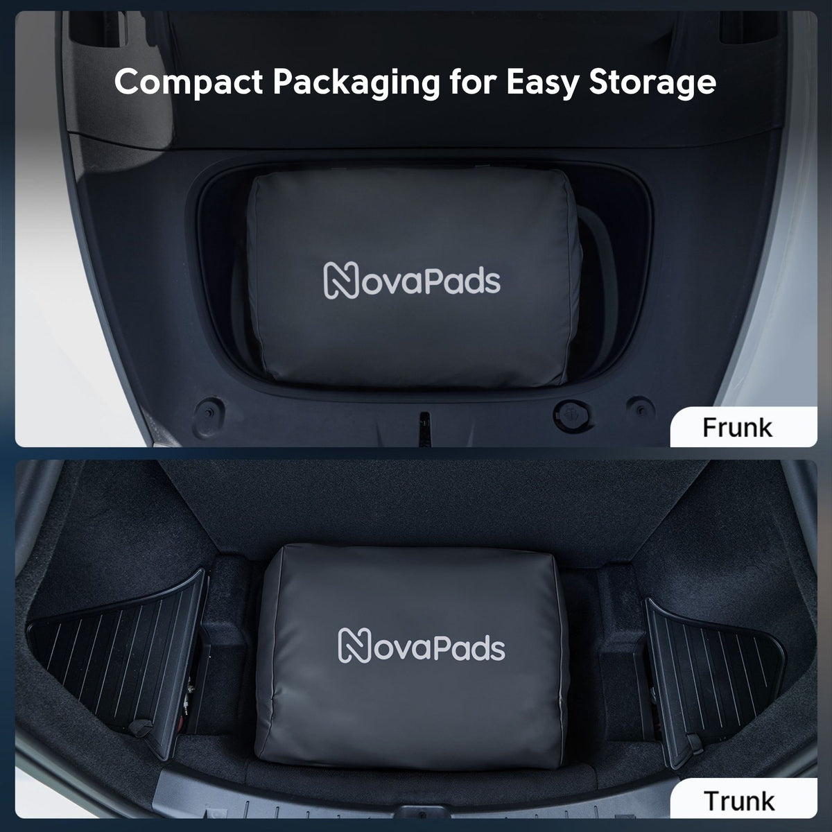 NovaPads Tesla Model Y Auto-Leveling Mattress Compact Packaging for Easy Storage