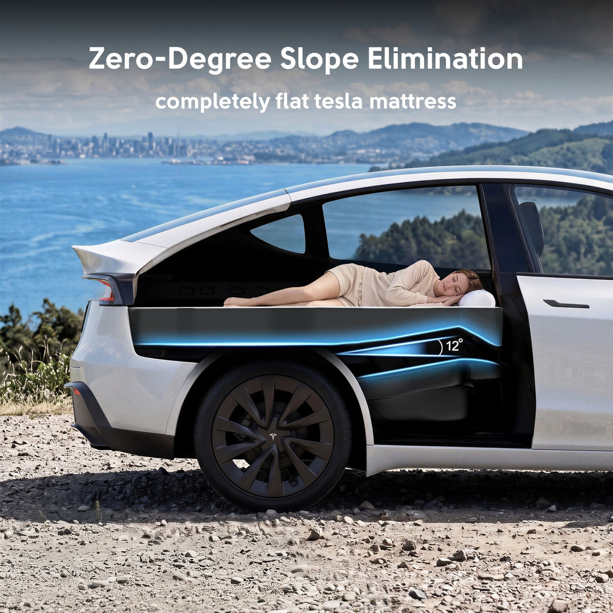 NovaPads Tesla Model Y Auto-Leveling Mattress Zero-Degree Slope Elimination completely flat tesla mattress
