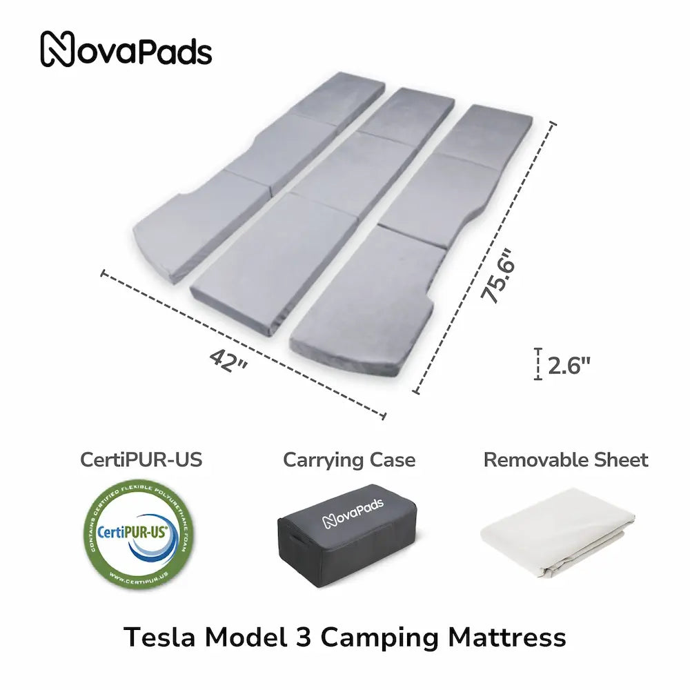 Tesla Model 3 Camping Mattress - Model 3 Bed - High Density Memory Foam