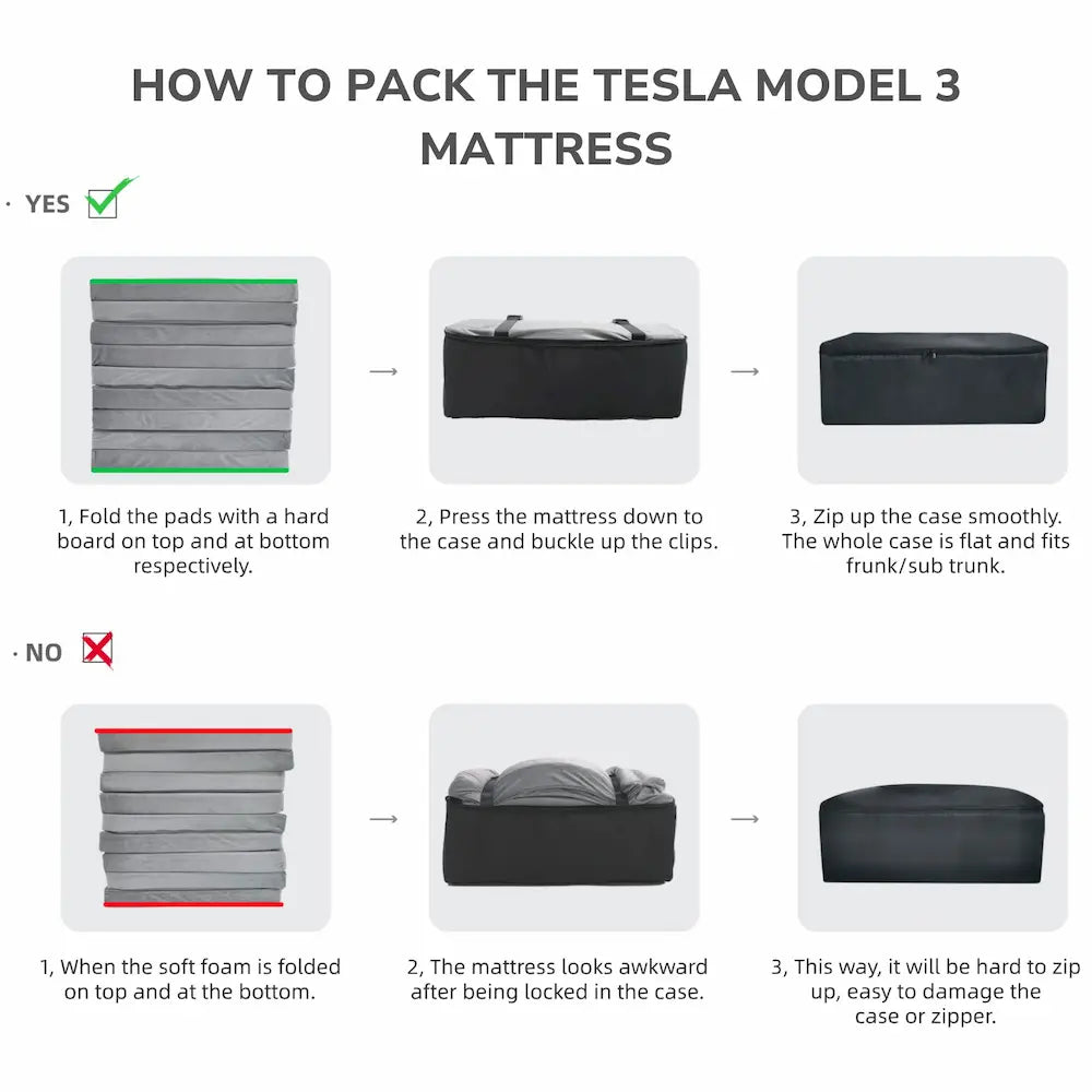 Tesla Model 3 Camping Mattress - Model 3 Bed - High Density Memory Foam