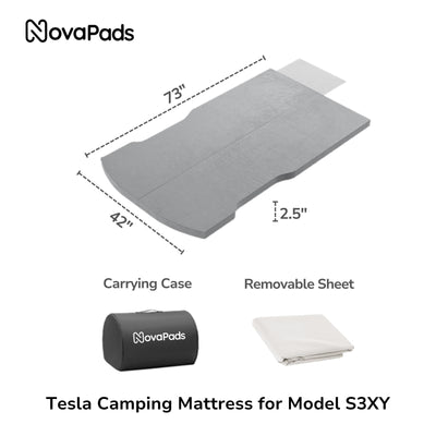 Tesla Model Y Camping Memory Foam Mattress Tesla Bed Free Removable Sheet Carrying Case NovaPads